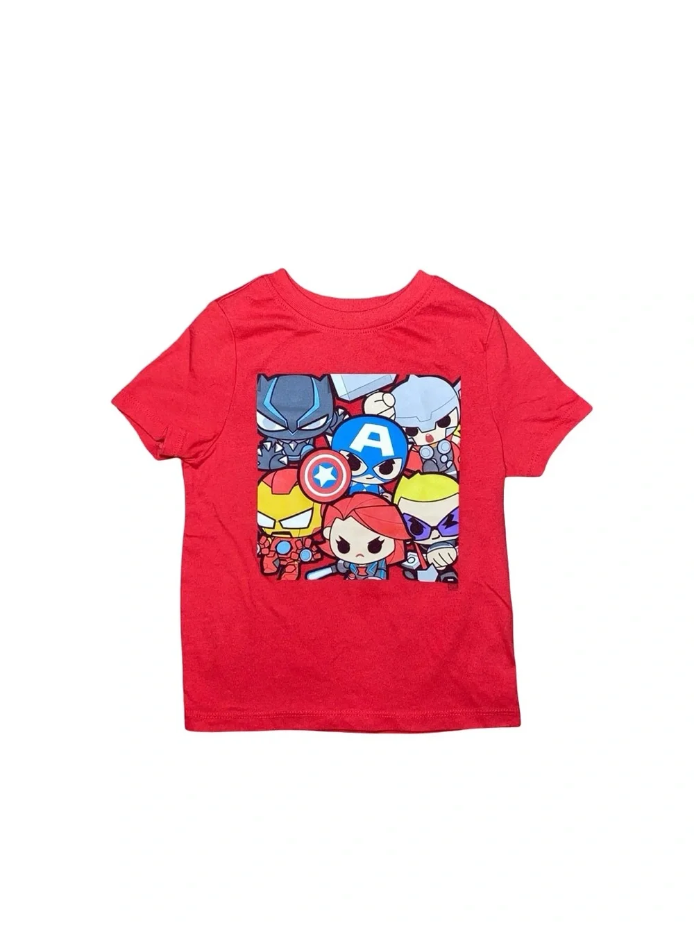 Marvel Avengers Chibi Graphic T-Shirt Red Toddler 3T Short Sleeve
